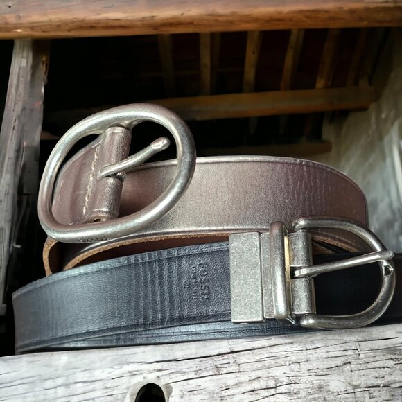 NWT FOSSIL Qty 2 MED Genuine Leather Belts Designer Belts - Picture 1 of 14